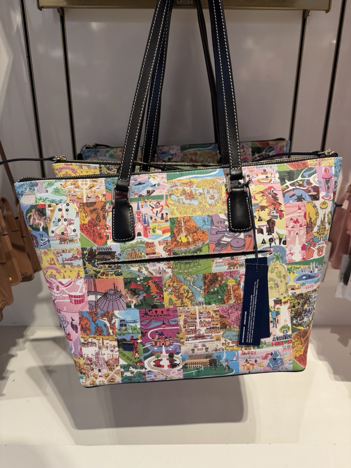 2026 Disney Parks Dooney & Bourke Vintage Park Map Icons Tote Bag NWT!