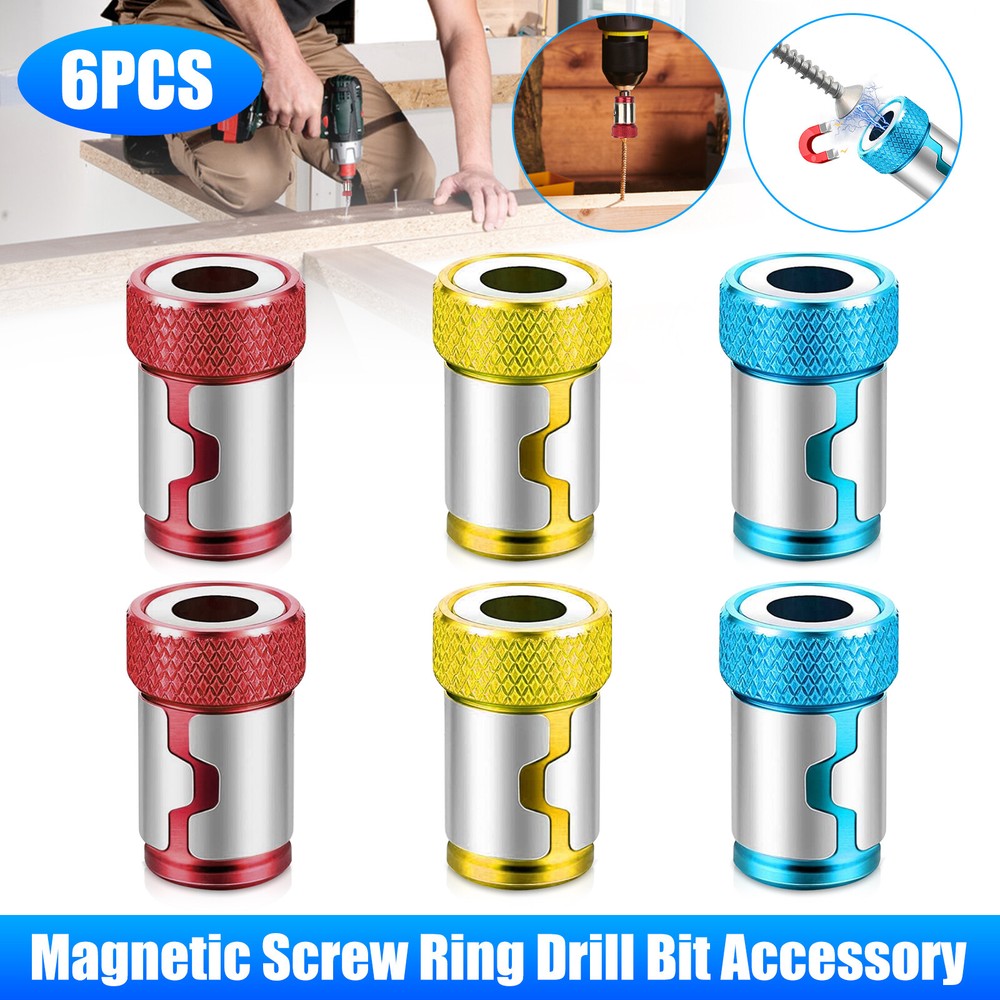 6 x Screwdriver Head Magnetic Ring Pivoting Bit Tip Screw Holder Magnetizer
