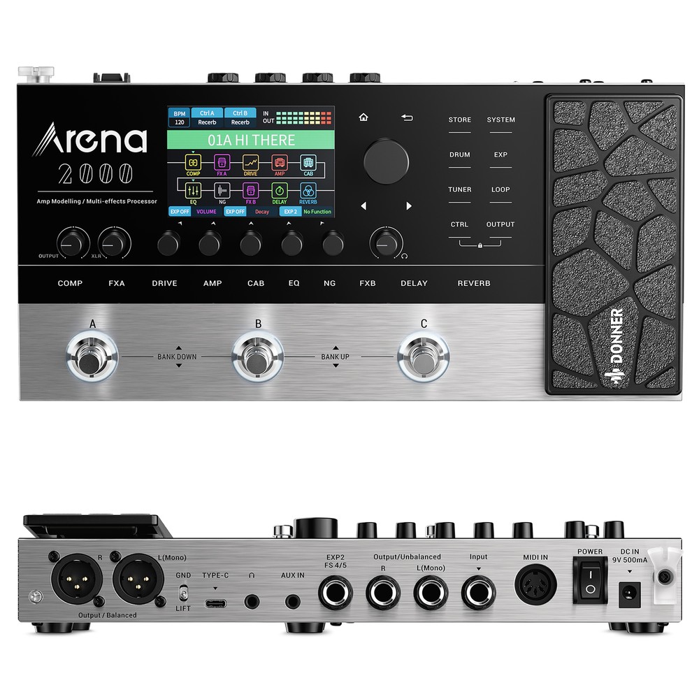 Donner Arena 2000 Multi Effects Pedal Looper 278 Effects 100 IRs Drum Machine