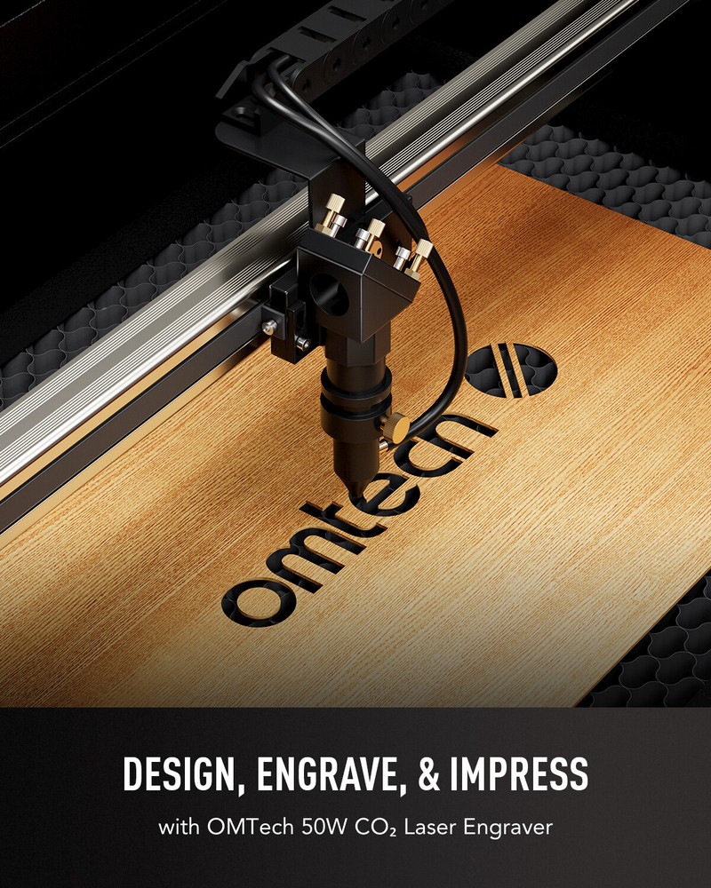 OMTech 12x20 50W CO2 Laser Engraver Cutter Marker with Basic Accessories A