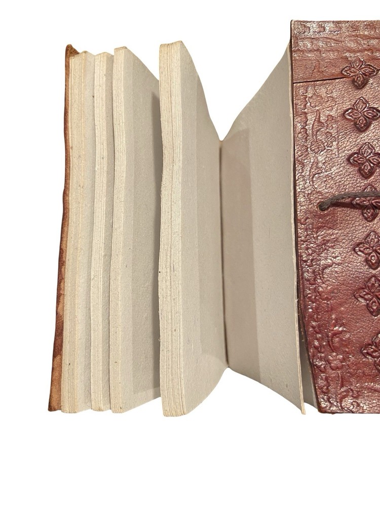 Mini Leather Bound Journal with Embossed Peacock Design