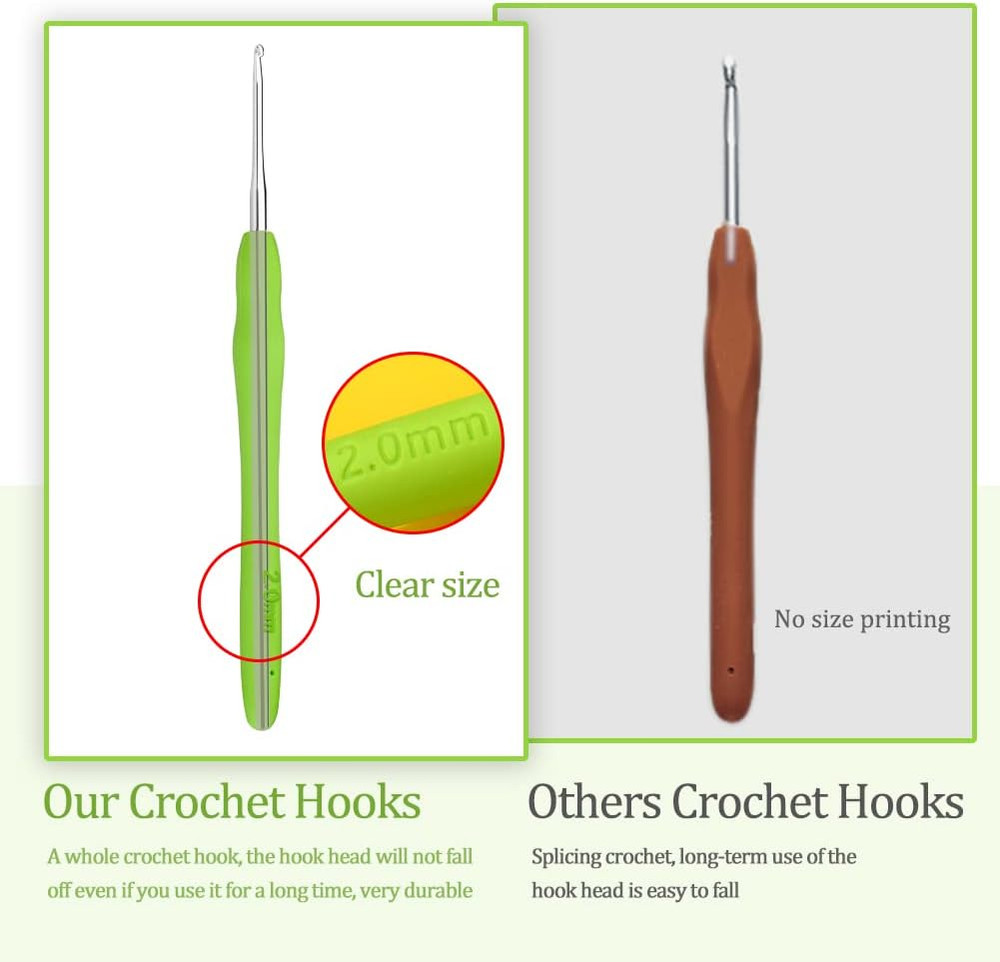 2 Mm Crochet Hook, Ergonomic Handle for Arthritic Hands, Extra Long Knitting Nee
