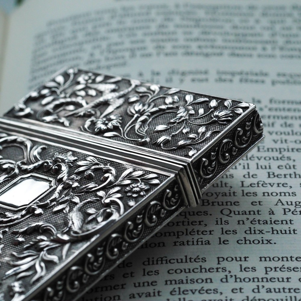 Antique Georgian Solid Silver Card Case with Gorgeous Decorations - Willmore 183