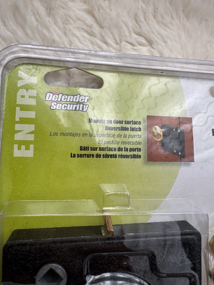 Defender Security Brass/Black Bit Key Rim Lockset, Vertical Style, E-2437