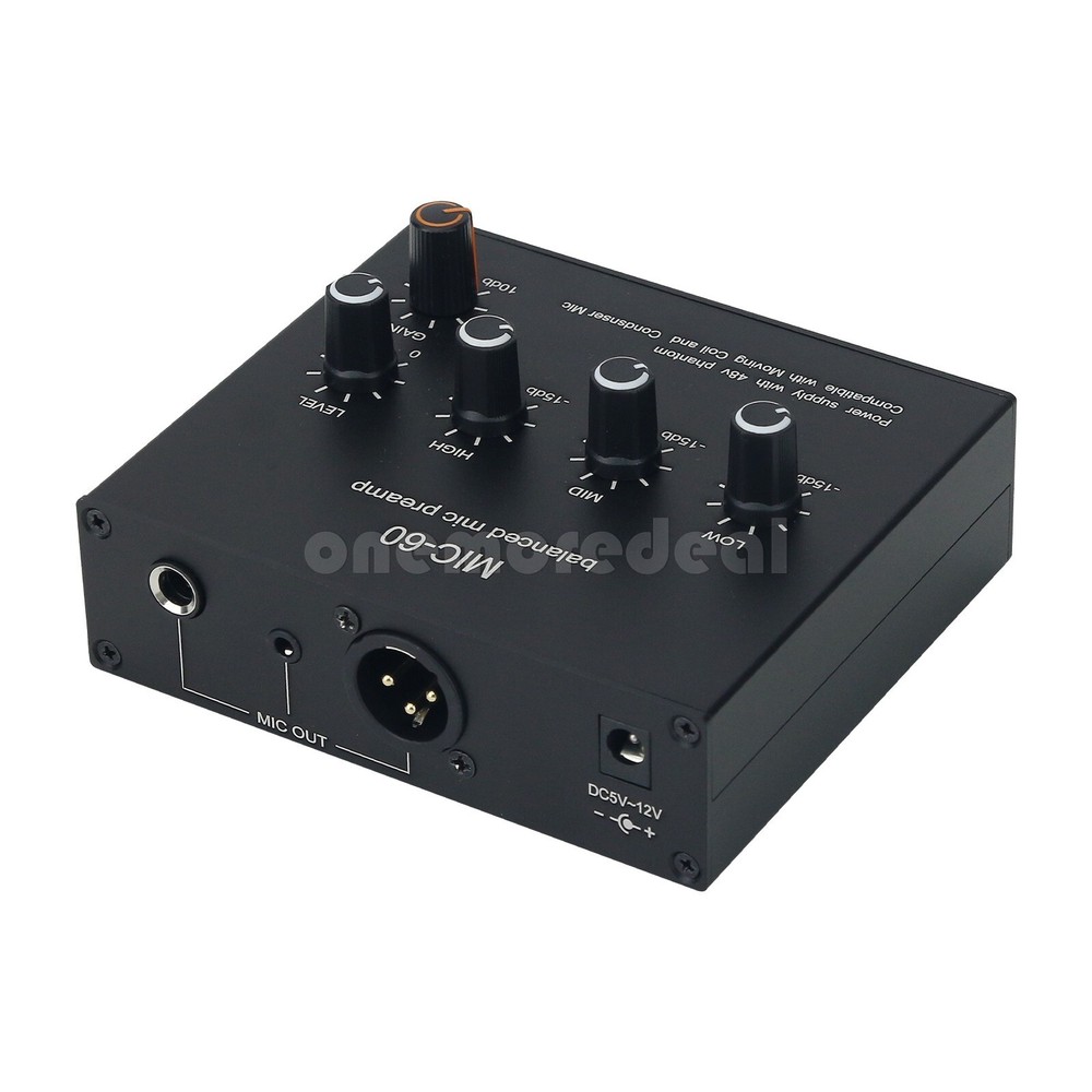 MIC-60 Balanced Mic Preamp Built-in 48V Phantom Power Supply Dynamic Micro Amp