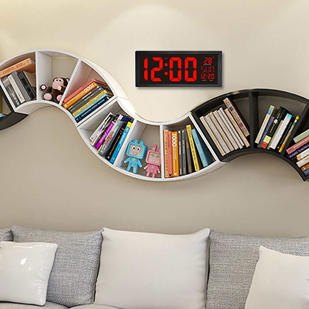 Large Digital LED Wall Clock with Time, Date, Day, and Temperature Display