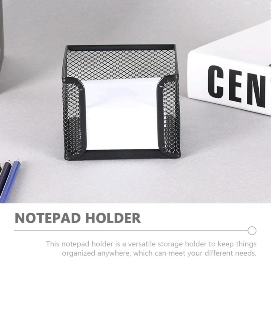 2Pcs Note Papers Box Note Pads Container Desktop Notepad Holder Memo Bag Black