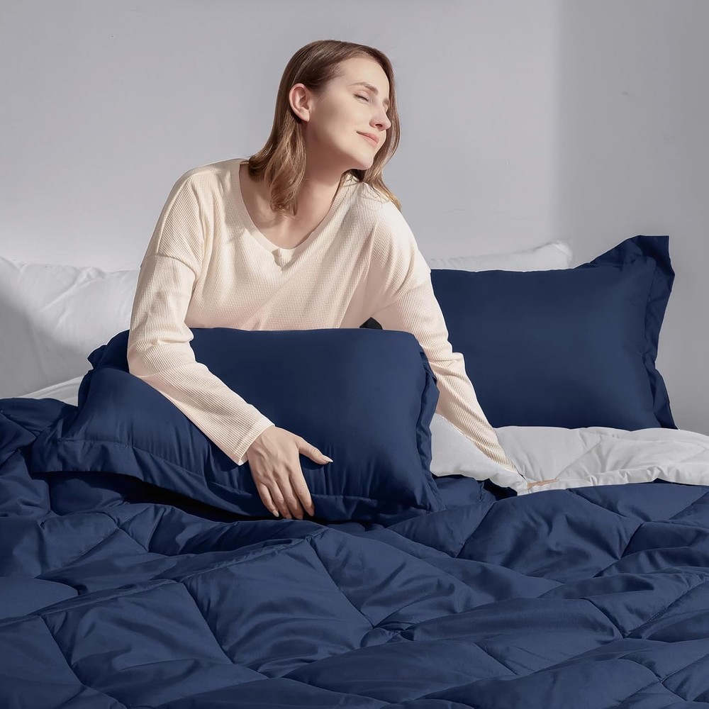 Queen Comforter Set Navy Blue Comforter Set Queen Size Reversible Bed Comforter