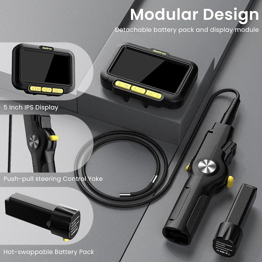 Two-Way Articulating Borescope Light 6.2mm Probe Industrial Endoscope Camera