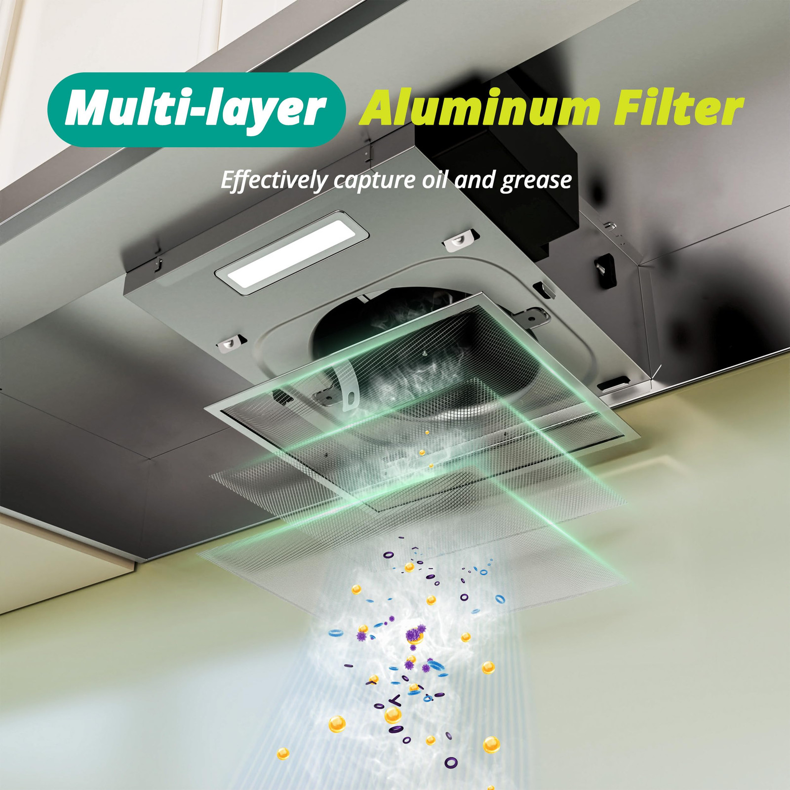 Campana Extractora De 36 Pulgadas Con Luz LED Para Cocina Debajo Del Gabinete