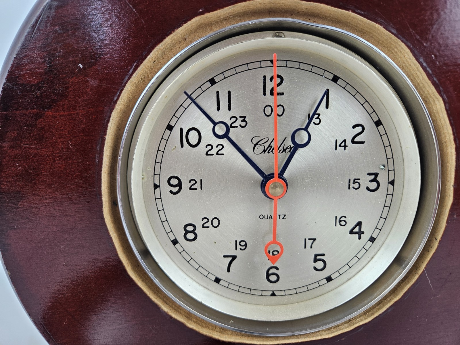 Vintage Working CHELSEA Clock Co. Nautical Ship Mantel Clock with Wood Case