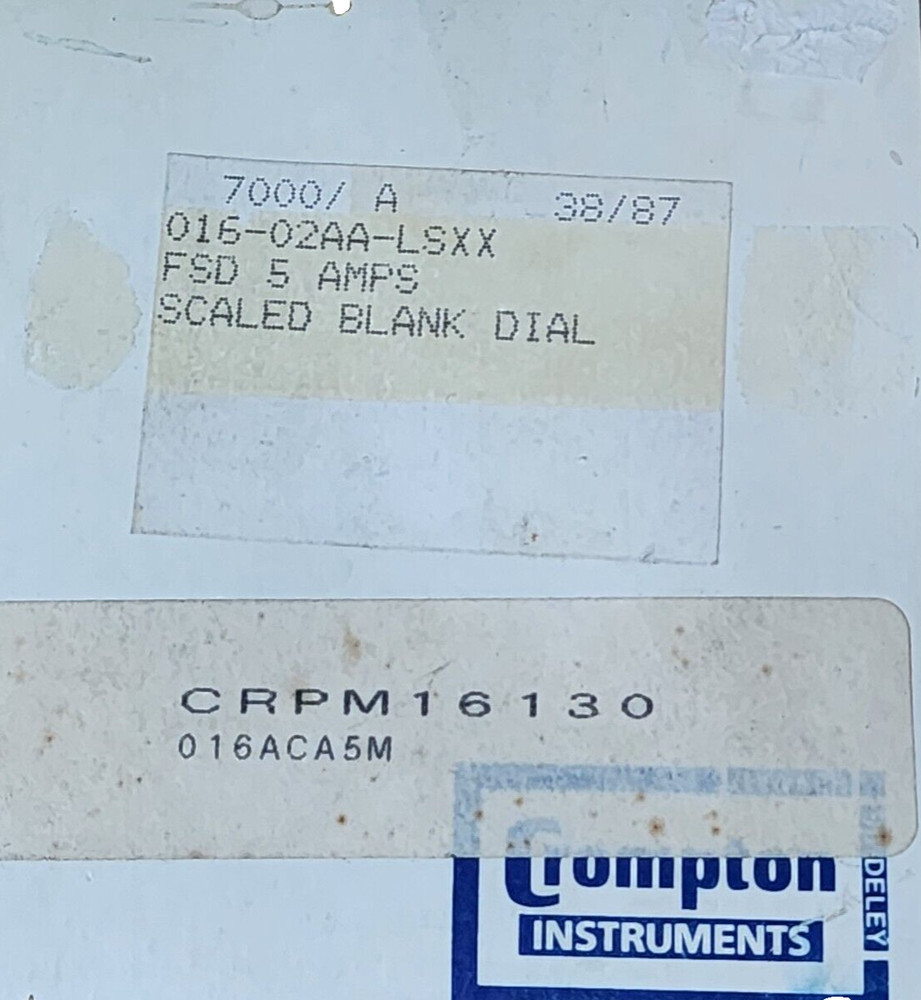 CROMPTON CRPM16130 A-C METER 0-200A TYPE: 016-020