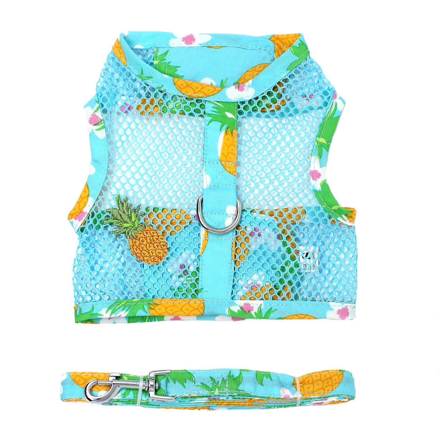 Doggie Design Dog Harness & Leash Set – Cool Mesh Pineapple Luau Sizes XS-L  NEW