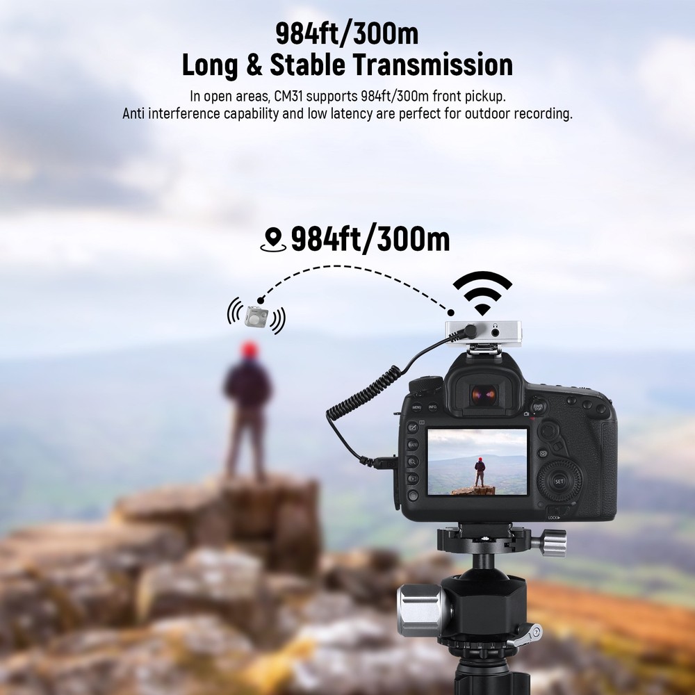 NEEWER CM31D Wireless Mic - 8GB, 820ft, 48KHz, for iPhone/Android/PC