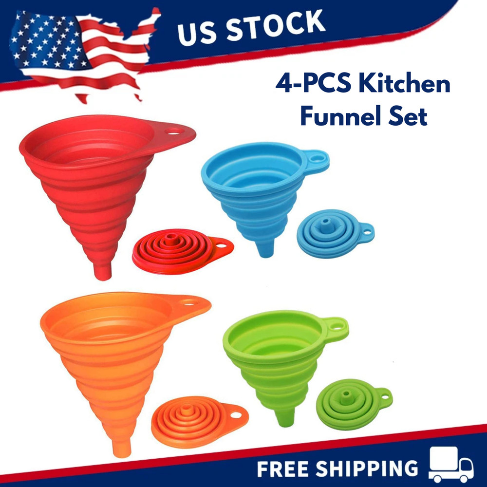 Kitchen Funnel Set 4 Pack, Small and Large, Kitchen Gadgets Accessories