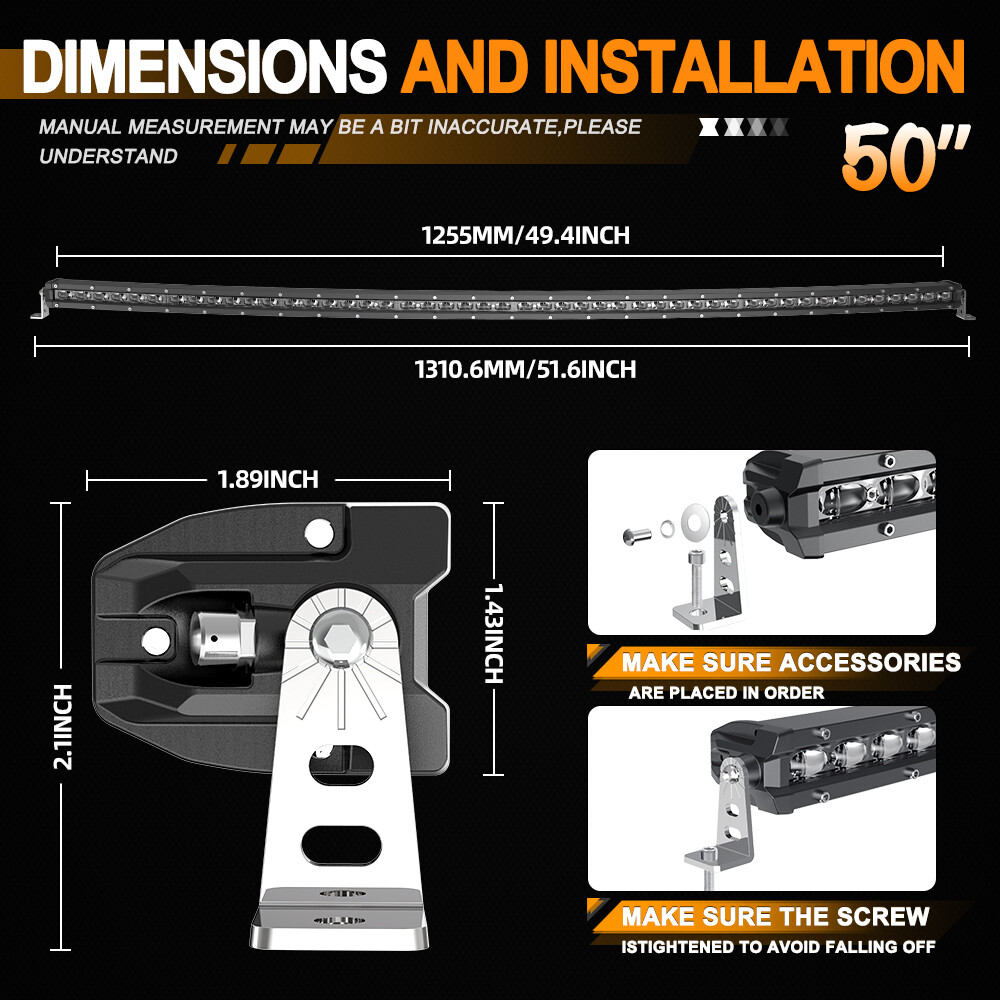 For Can-Am Maverick X3 Roof 50" Curved LED Light Bar Bracket+7"+4" Pods Wire Kit