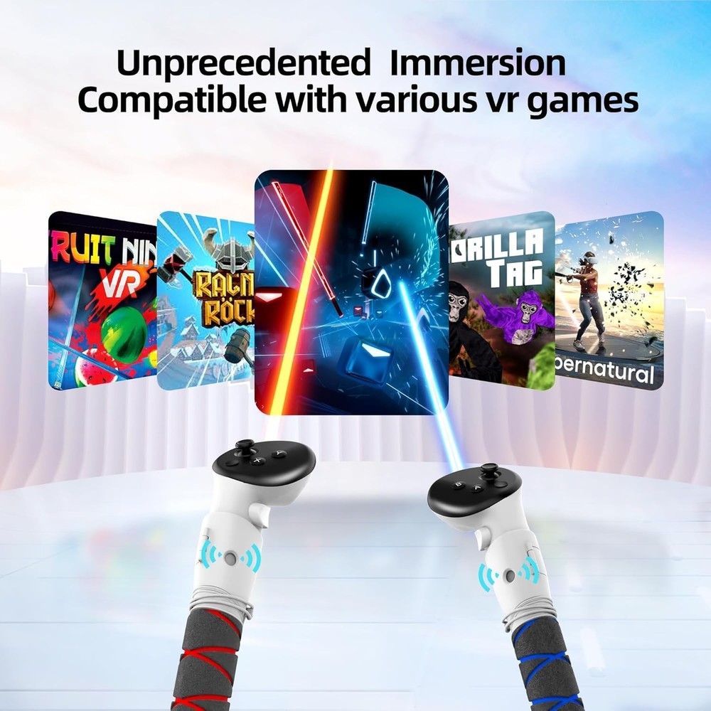 Immersive VR Controller Extension Grips for Oculus Quest 3 & 3S - Beat Saber