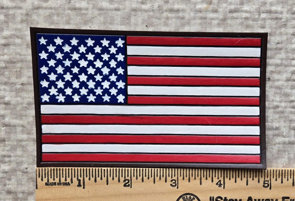 Painted Leather Flag USA Squadron Patch A-2 3×5 Inch