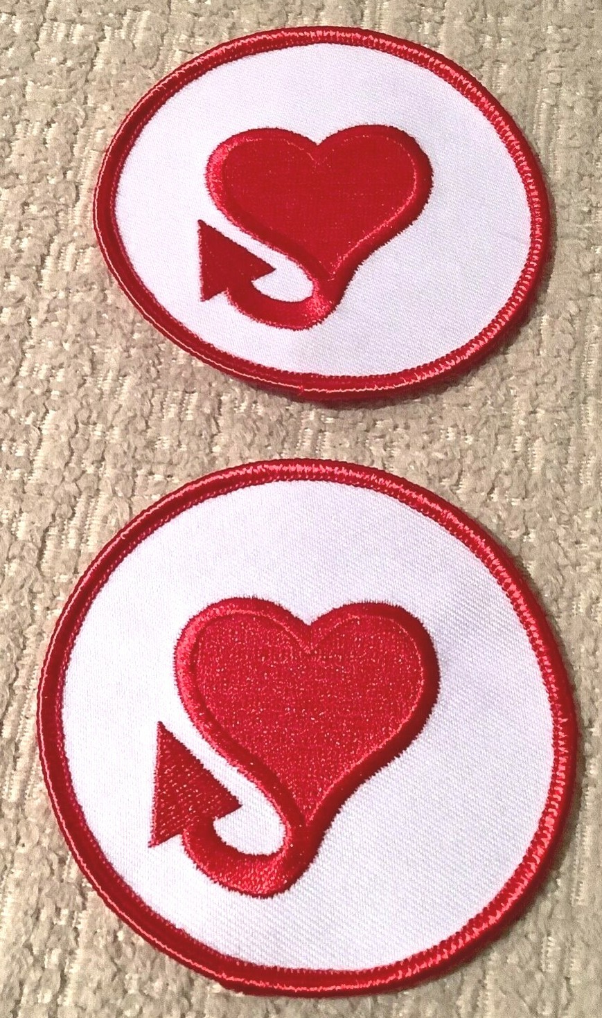 SET OF 2 - DODGE PLYMOUTH ARROW HEART PATCH - ORIGINAL - LARGE 3 INCH PATCHES