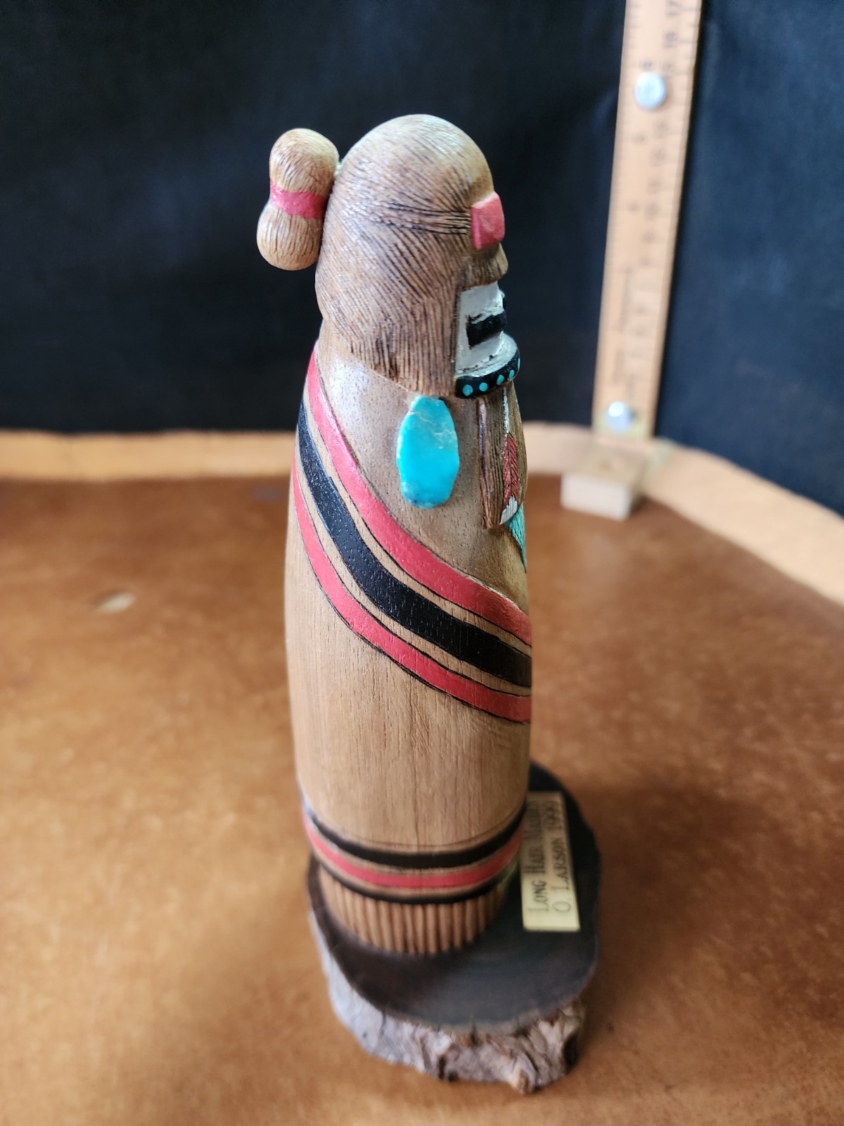 Vtg Native Hopi Hand Carved & Painted Long Hair Maiden Kachina Doll By O. Larson
