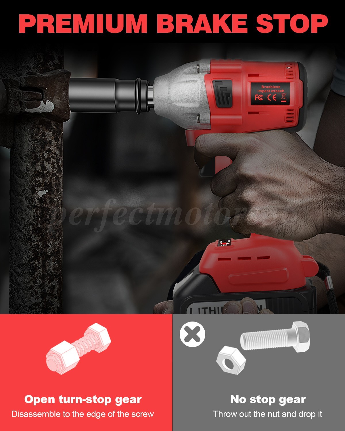 Electric Impact Wrench 1000Nm High Torque Impact Gun 1/2" Cordless Impact Wrench