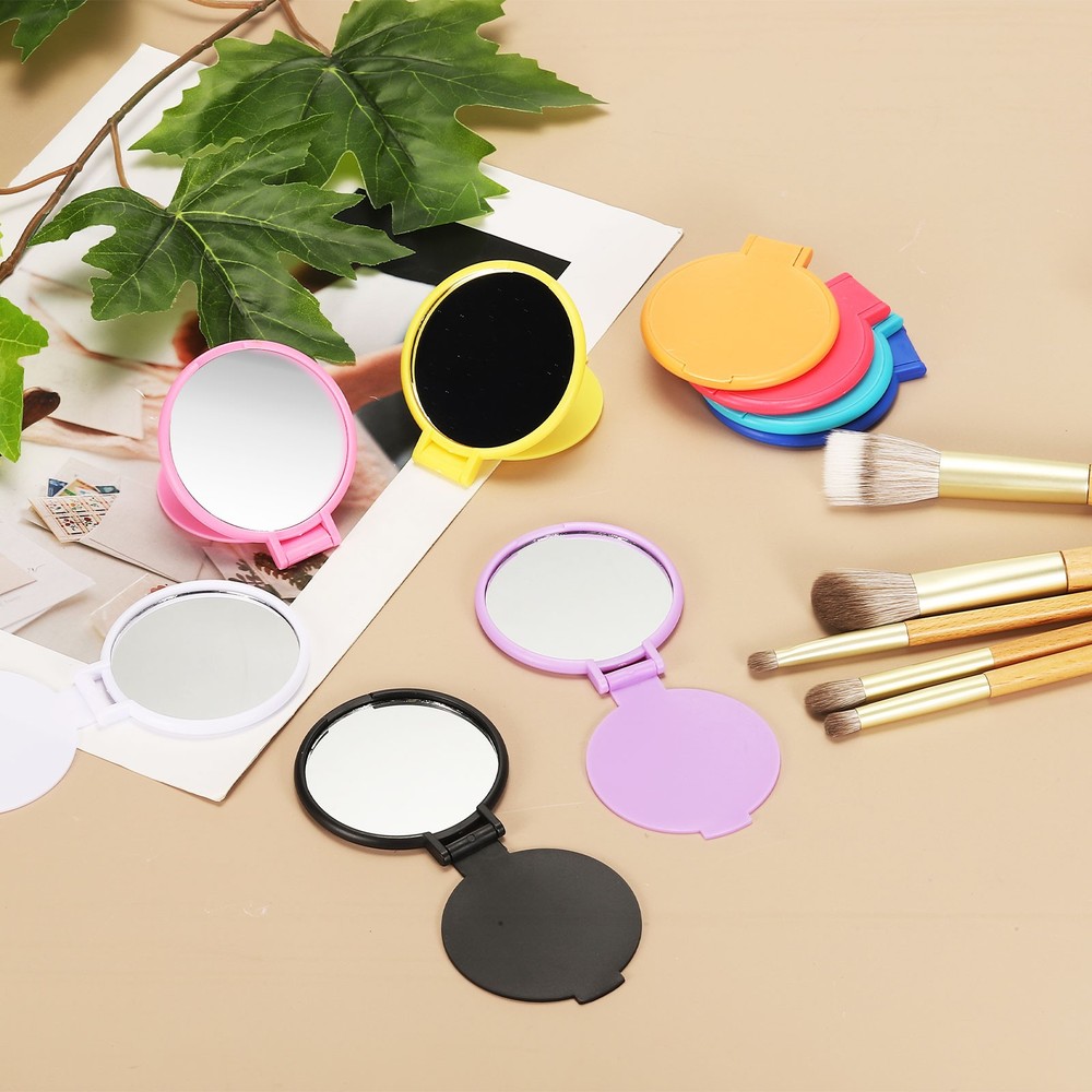 18 Pcs Round Compact Mirror Bulk, Mini Pocket Mirrors, Purple