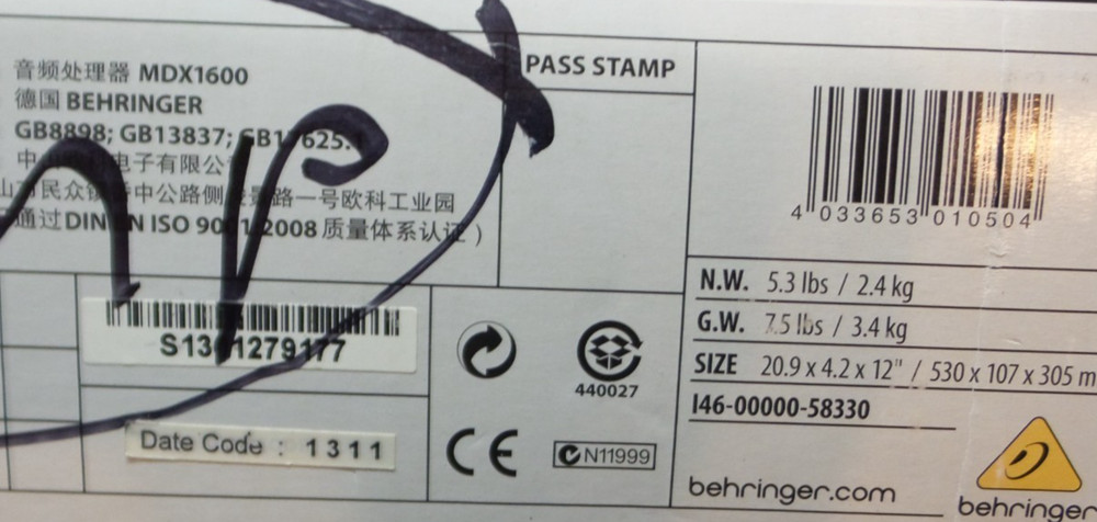 Behringer MDX1600 Autocom Pro-XL Audio Interactive Processor - USED/WORKS