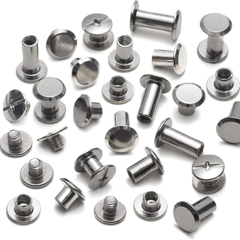 Chicago Screws Assorted Kit 110 Sets 6 Sizes Flat Head Studs for Leather