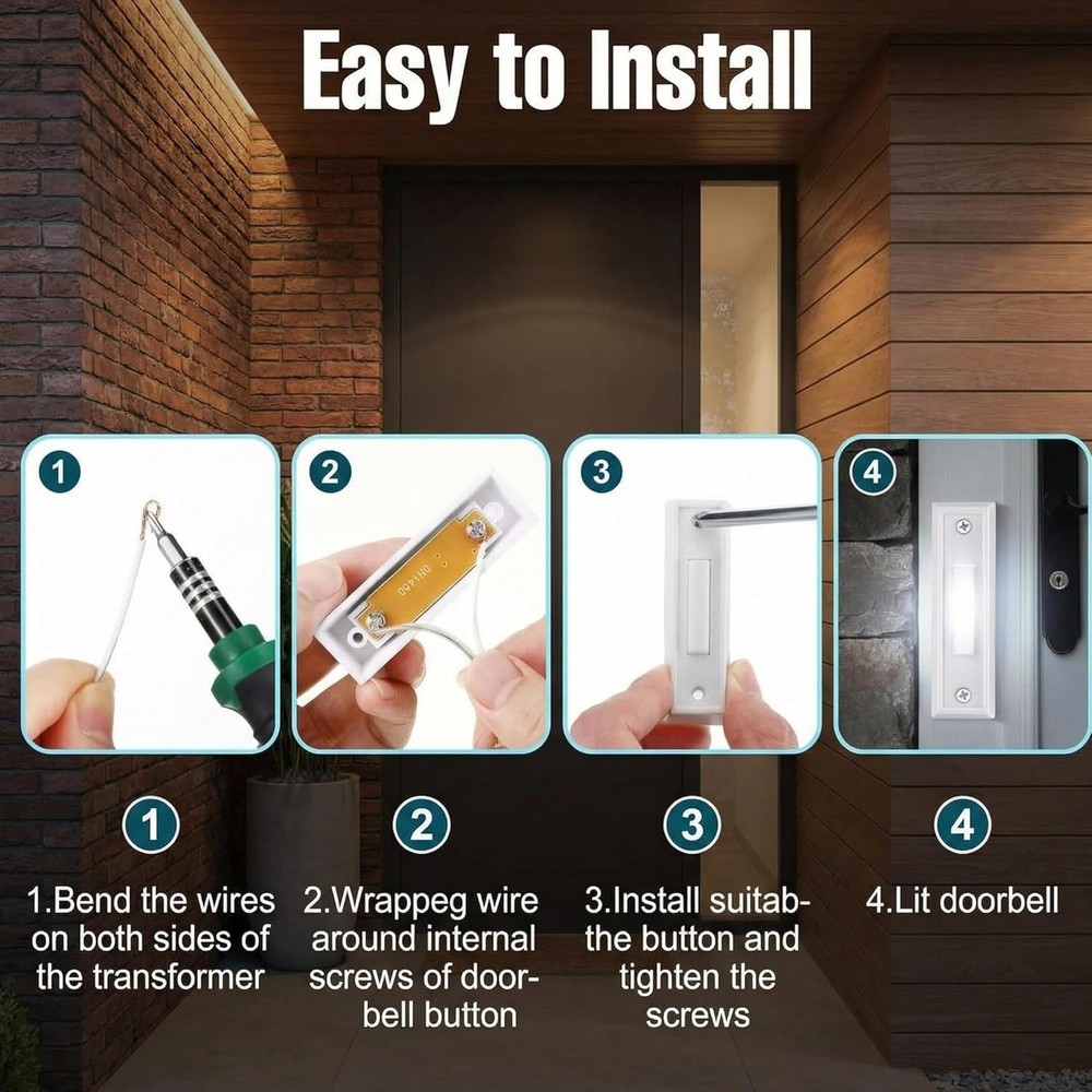 1 Piece Lighted Doorbell Button, Wired Doorbell Push Button, Replacement Wall...