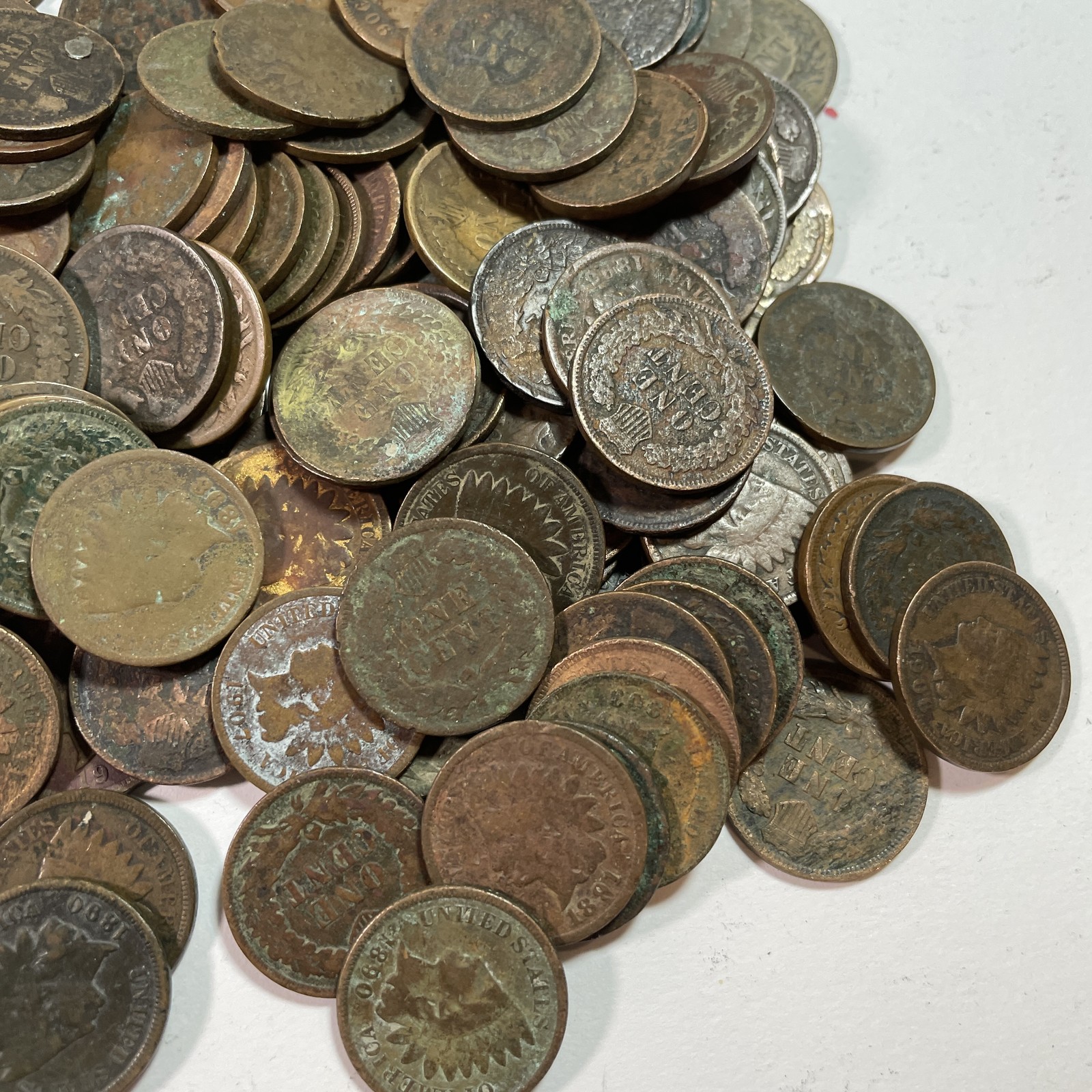 Roll of 50 Heavily Circulated/Cull Indian Head Cent Coins 1900-1909 #34822
