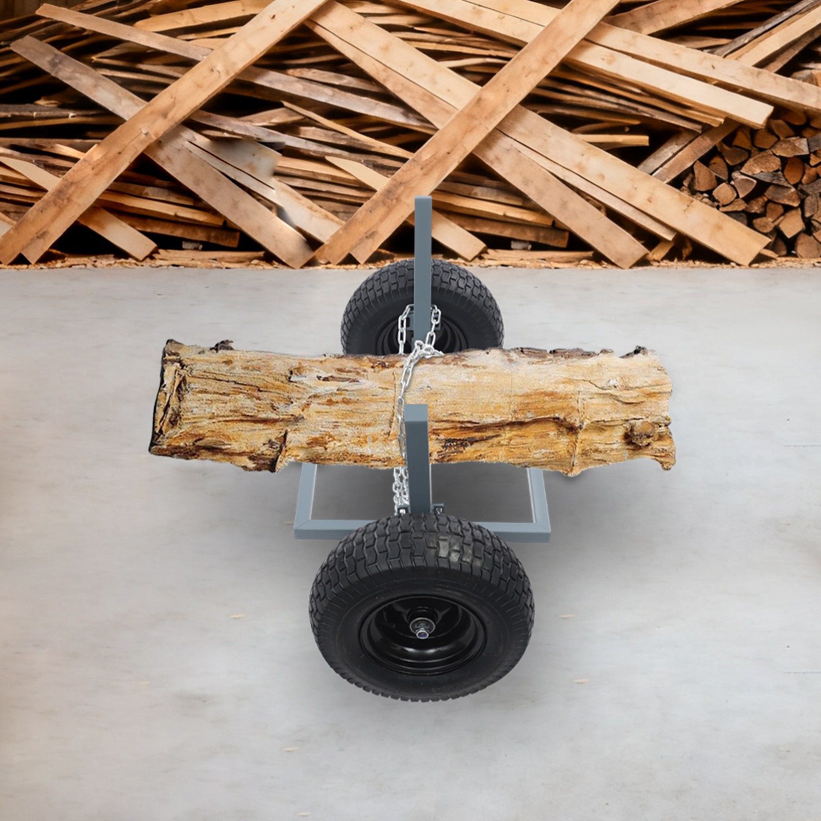 1500 LBS Capacity Log Skidder Heavy Duty Log Holder, Log Dolly with Chain Grey