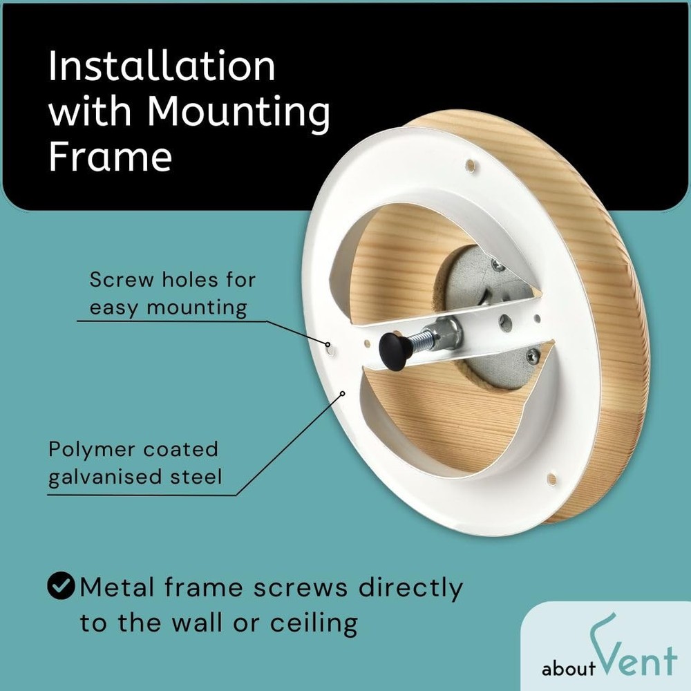 ABOUT VENT 4 inch Wooden Adjustable Vent Cover Round Ventilation Diffuser fo...