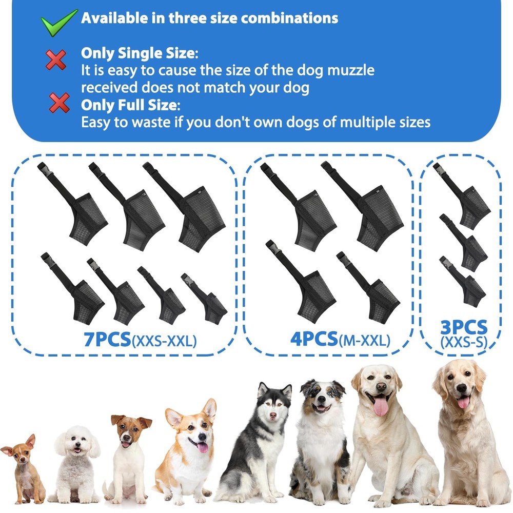 Dog Muzzle Suits for Small Medium Large Dogs Mesh Muzzle Pack for Dogs Anti B