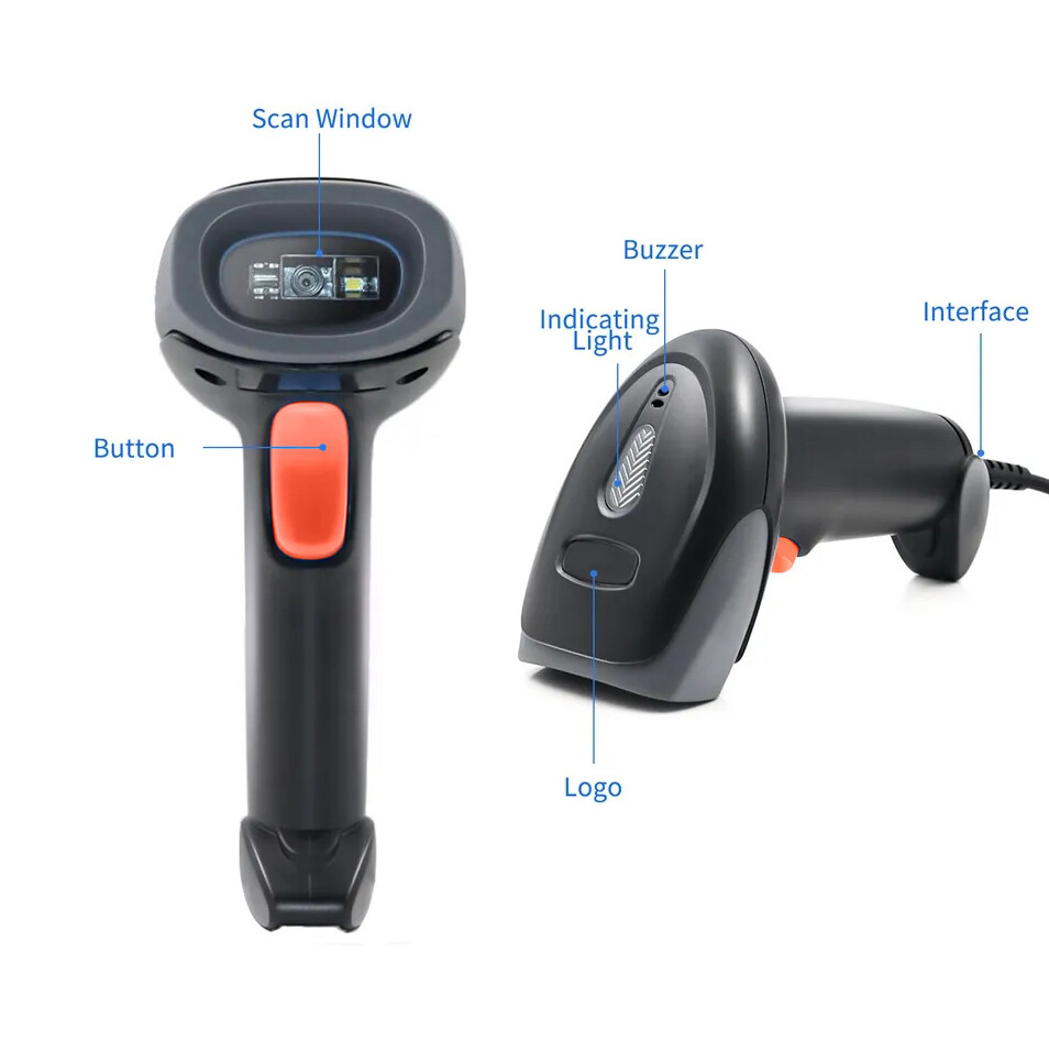 2.4G Wireless & USB Barcode Scanner 1D/2D/QR Code Scanner CMOS Handheld Cordless