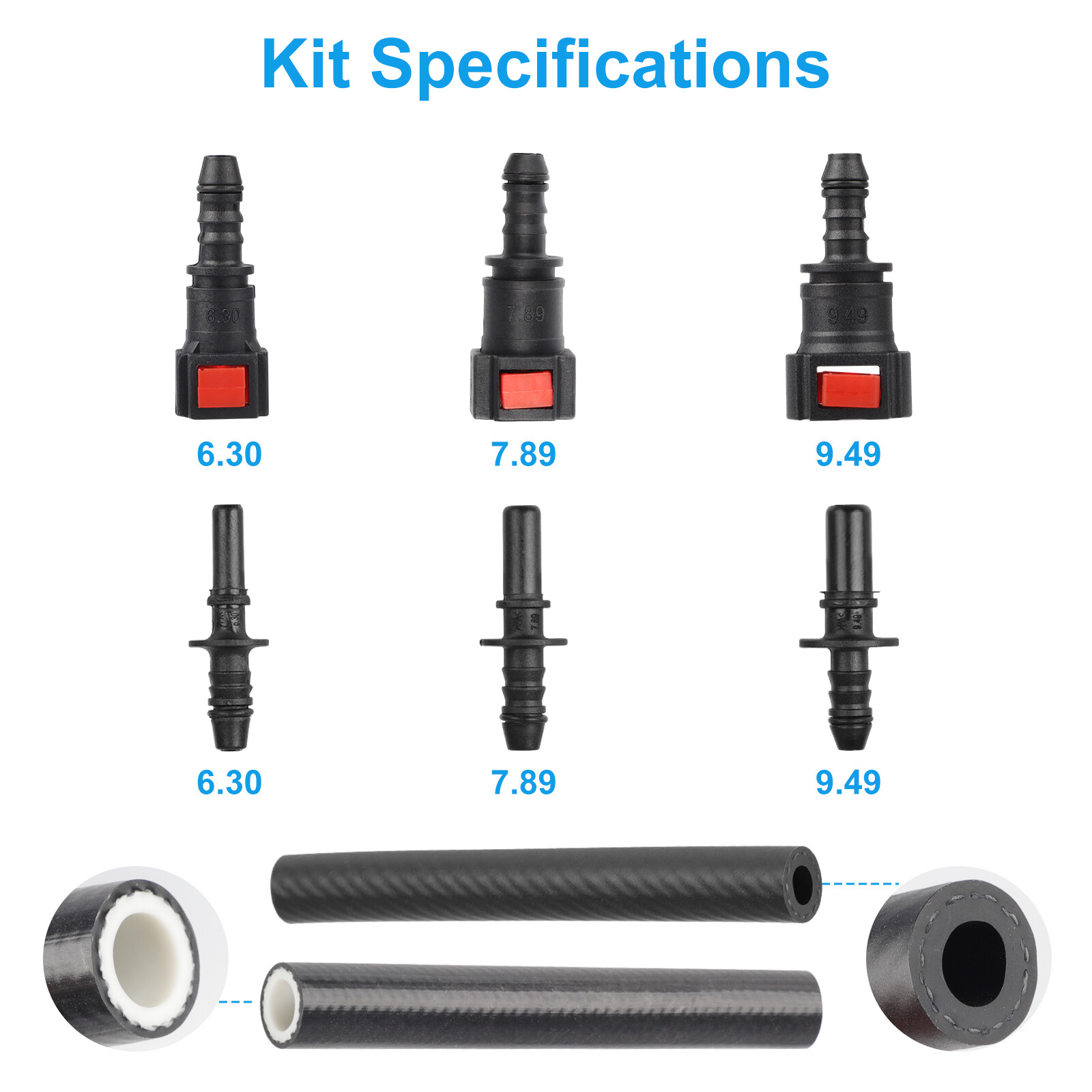 Fuel Injection Pressure Tester Injector Pump Gauge Kit with 3 Connectors 100 PSI