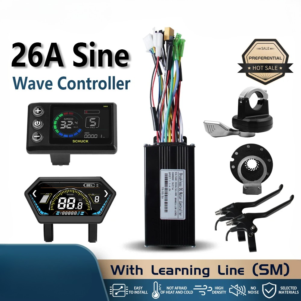 26A E-bike Sinawave Controller 24V/36V/48V Three-Mode with Learning Function