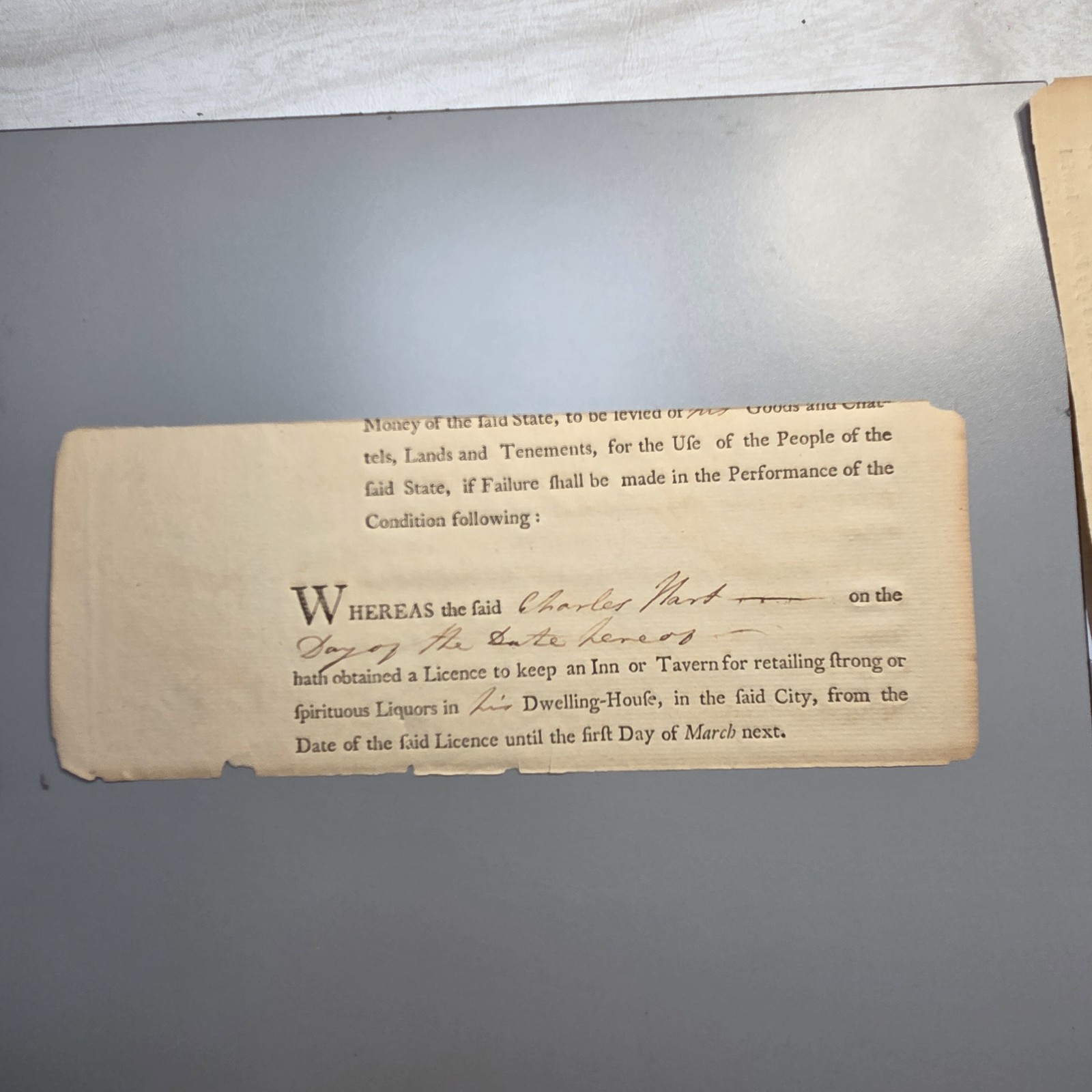 1794 Richard Varick Signed New York Tavern License Revolutionary War Officer