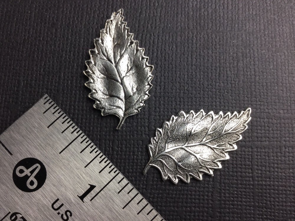 32644 - 2 Pc Matte Silver Large Single Leaf Jewelry Finding