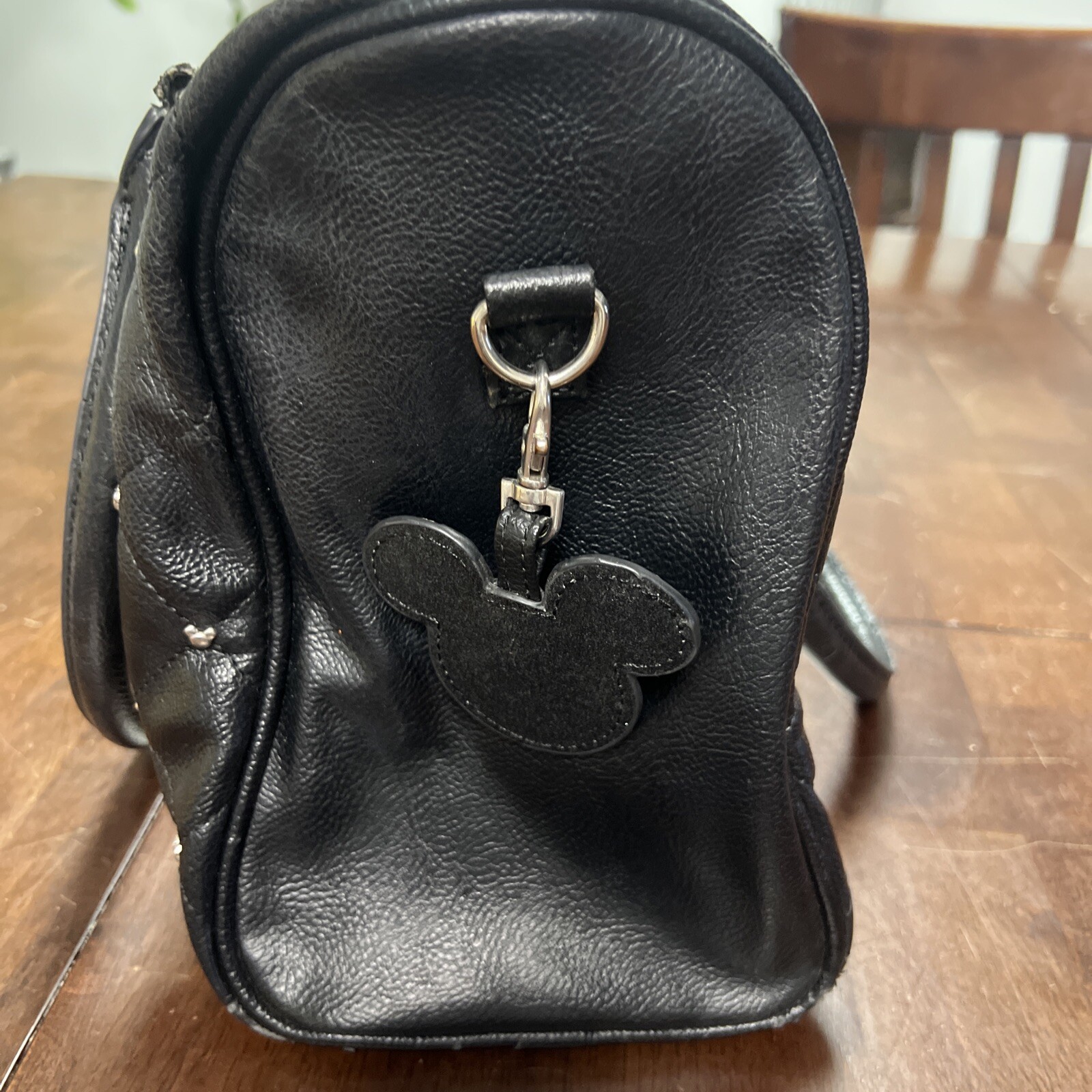 Disney Mickey Mouse Black leather Quilted Design Bag Purse Loungefly