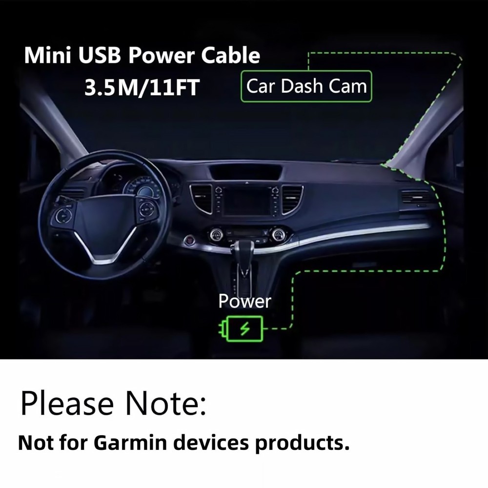 USB Car Charger Cable Power Cord Supply Effortless Setup for Camera GPS