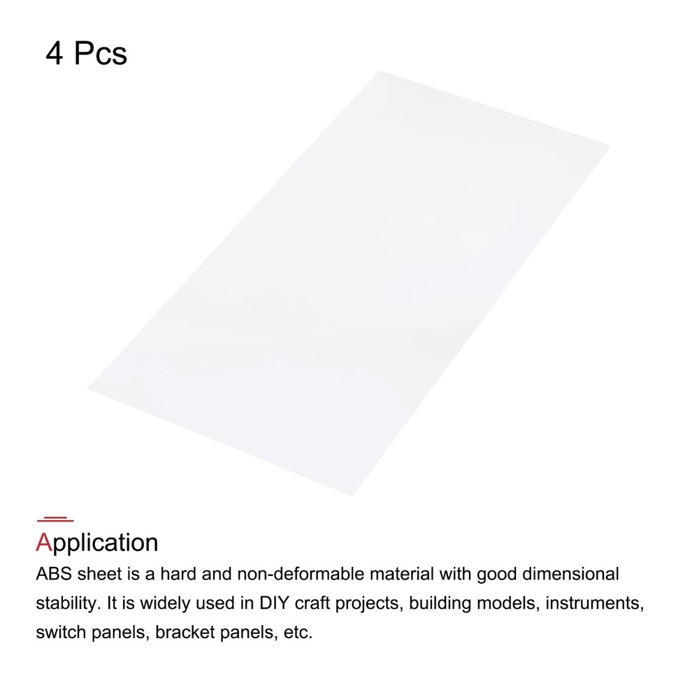 ABS Plastic Sheet 24" x 12" x 0.06" ABS Styrene Sheets White 4 Pcs