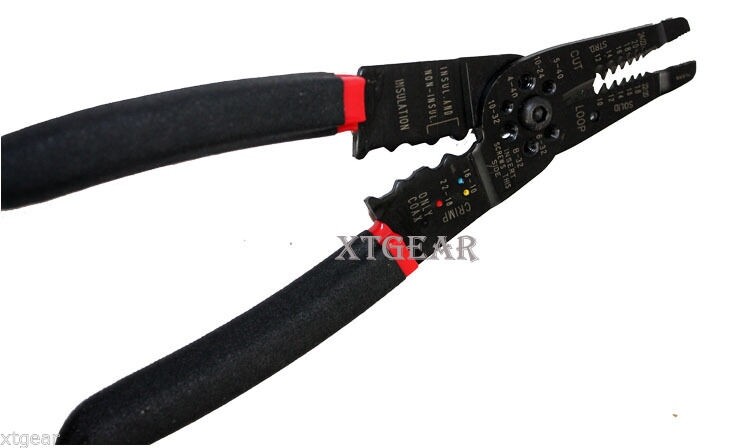 8" CRIMPING Multi-Function: Pliers, wire stripper 12-24 AWG, wire cutter Crimper
