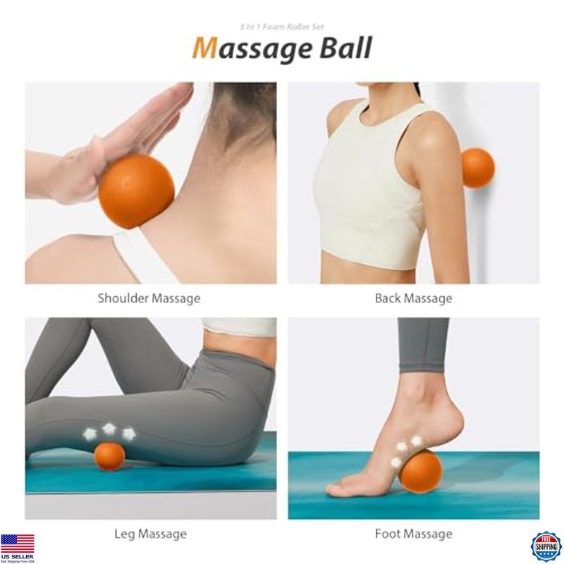 5-in-1 Foam Roller Set - Deep Tissue Massage, Trigger Point Therapy & Stretch