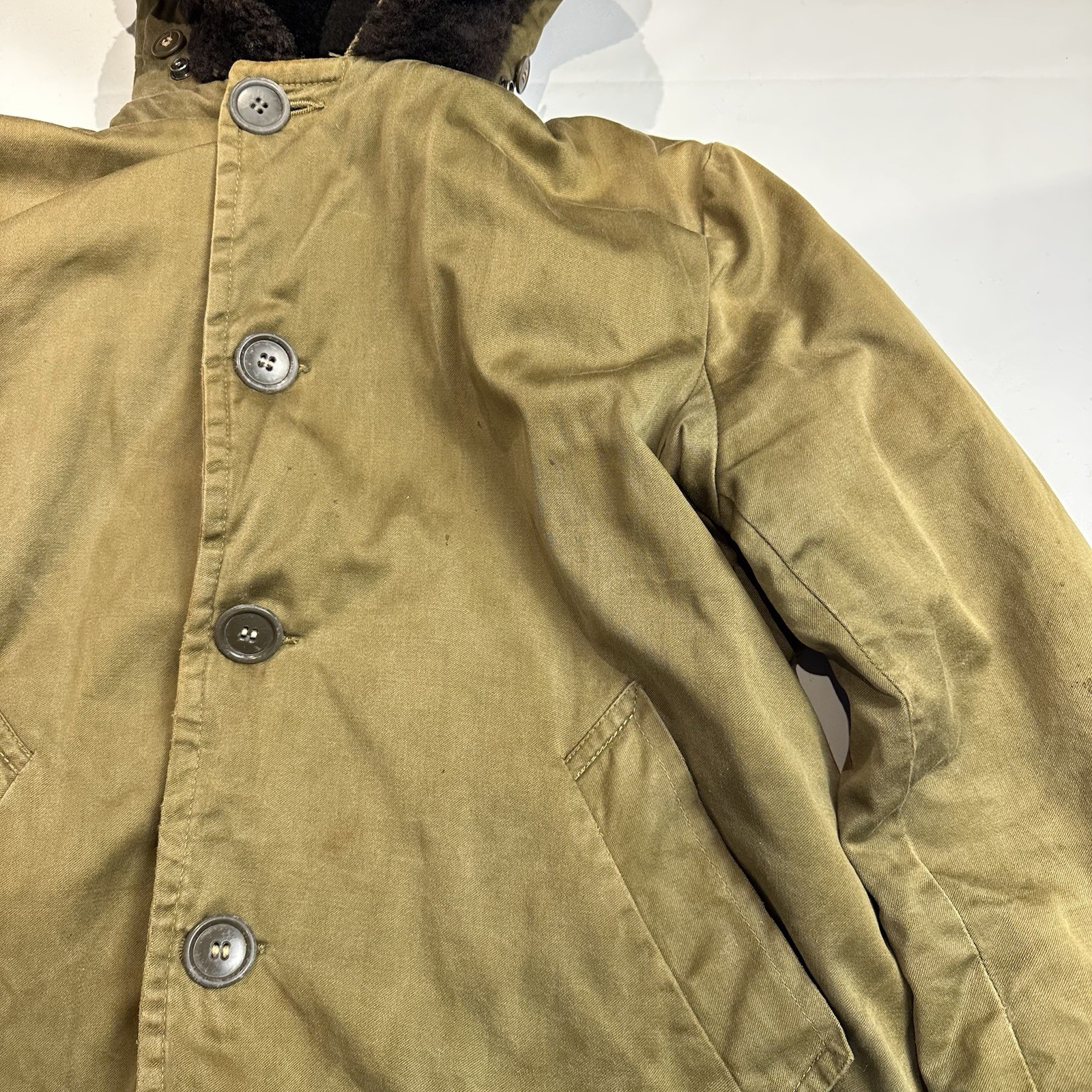 VTG WWII US Military B-9 Parka Cold Weather Jacket L Altered Distressed
