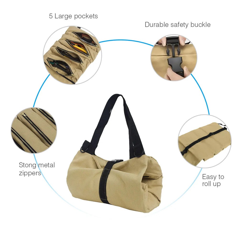 Roll Tool Waterproof Multi-Purpose Tool Roll Up Bag Wrench Pouch Hanging Carrier
