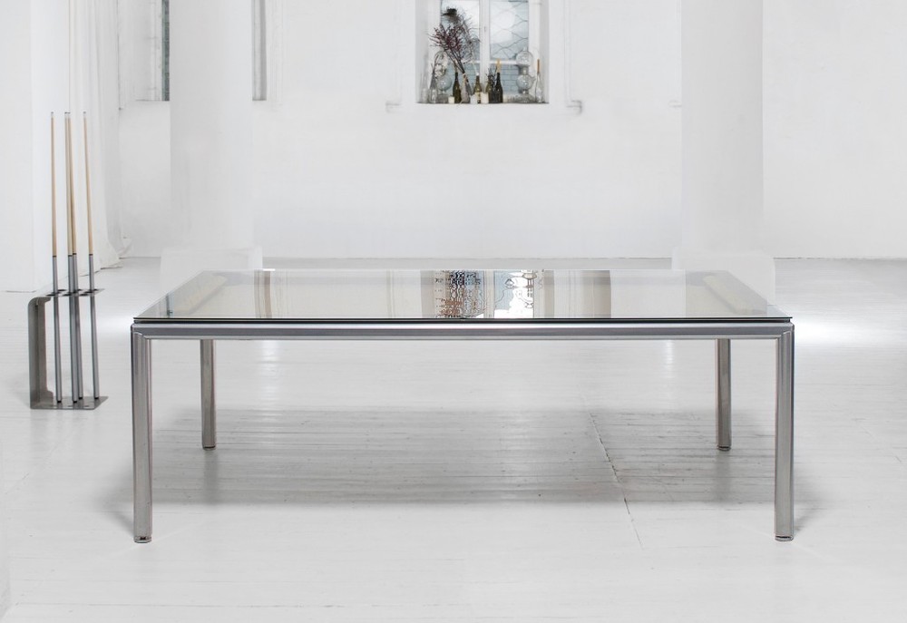 White 8' Modern Convertible Pool Billiard Table 'Ultra'; dining/desk/game table
