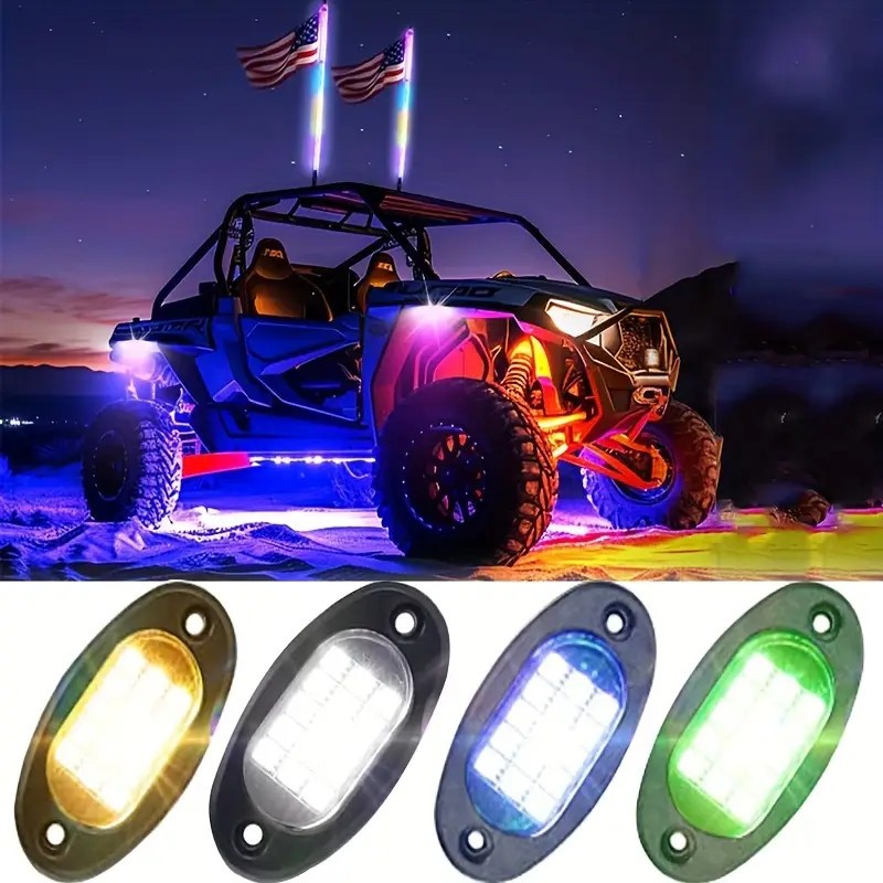 8Pods RGB LED Rock Lights Offroad Music Wireless Bluetooth Underglow Neon Lights