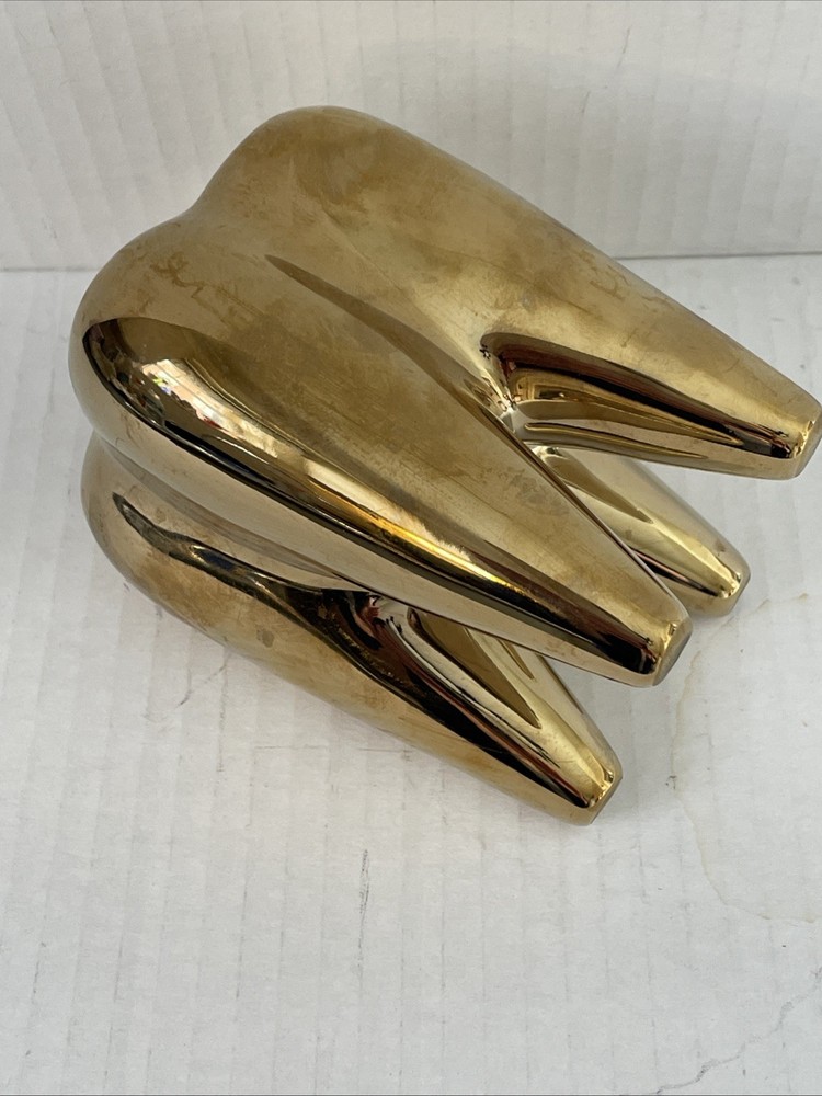 Flying Tiger Ceramic Tooth Toothbrush Holder - Gold