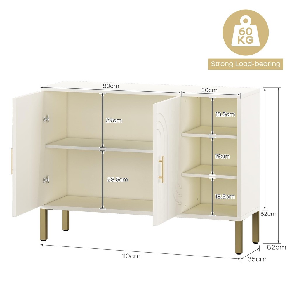 Sideboard with 3 Open Compartments, Buffet Cabinet with Spacious Storage, Mod...