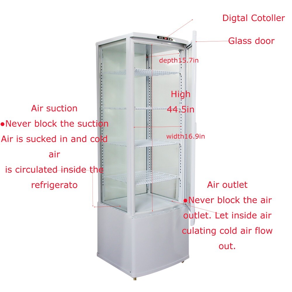 110V 5 Layers Refrigerated Cake Display Vertical LED Lighting Lockable Wheels